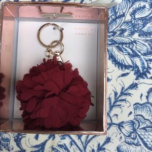 Lauren Conrad Chiffon Wine Pom-Pom Keychain. New.
